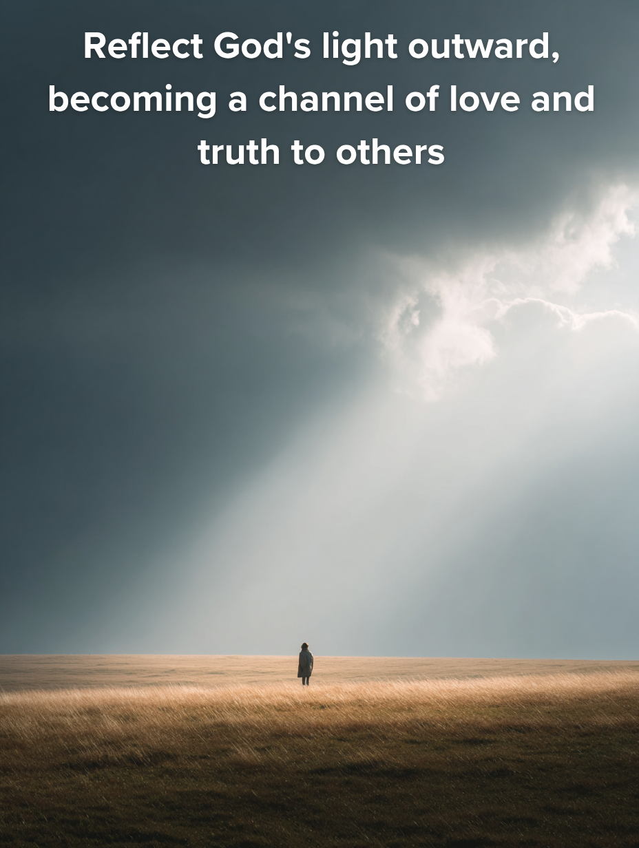 Reflect God's light outward, becoming a channel of love and truth to others